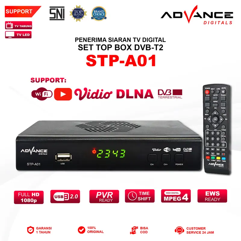 【COD】Advance STP-A01 Set Top Box STB Digital DVB Full HD Receiver TV Garansi Resmi 1 Tahun Antena Kabel 0