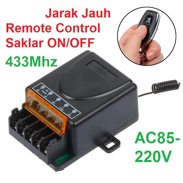 Modul Saklar Remote Pengendali Jarak Jauh AC85-220V 433Mhz Rumah Pintar Sakelar Jarak Jauh Nirkabel 1CH Penerima Relay Pemancar Universal