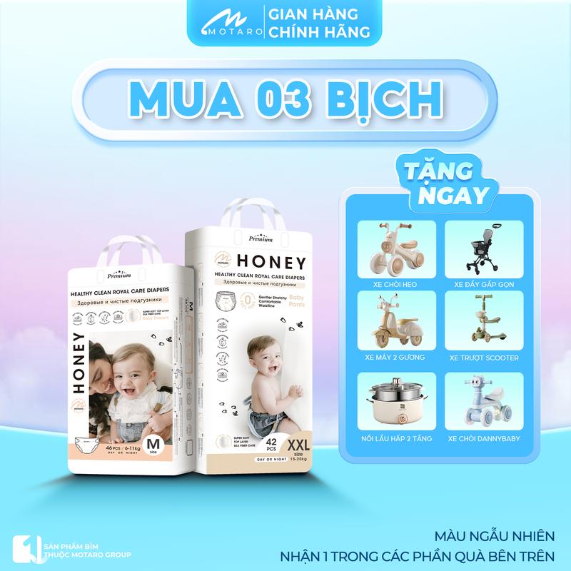   MEGALIVE 3B  HONEY PREMIUM  COMBO 3 BỊCH Tã Bỉm Dán Quần HONEY PREMIUM Siêu Mềm Mại Vách Chống Tràn Thông Minh Thấm Hút Tốt 