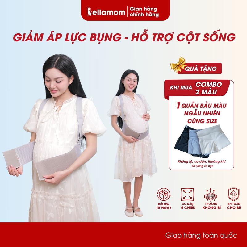  Đai nâng đỡ bụng bầu giảm đau mỏi lưng co dãn 4 chiều thoáng khí giảm rạn da và phù nề chân - bellamom Vietnam Vừa vặn Supporting Belts 