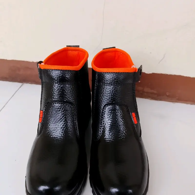 KINGCIO Sepatu Safety resleting kerja / proyek Pria Kulit Asli Ujung Besi Sol Karet Anti Licin Cocok untuk Pabrik & industri Size 38-43 - Shoes Hitam 3