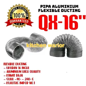 pipa exhaust aluminium ukuran 16 inchi panjang 10 meter / flexible ducting