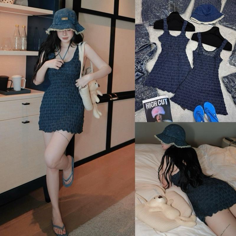 [ Hàng QCCC L1/ Order 7- 15 Ngày ] Áo Váy Jeans Sần Hai Dây Cổ U Co Giãn 4 Chiều Mặc Lên Fit Dáng Bao Xinh Dành Cho Nữ Women Dress By DiepGZ4725