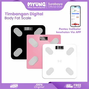 MYUNG Timbangan Badan Digital Smart Body Fat Scale Body Weight Scale Indikator LED Timbangan Layar LCD dengan APP Bluetooth Berat Maksimal 180 Kg