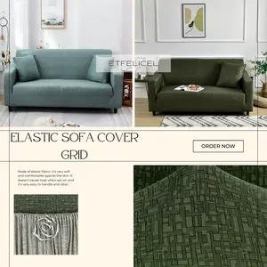 Elastic Sofa Cover Grid / Sarung Penutup Sofa Elastis Stretch Polos Kisi kain