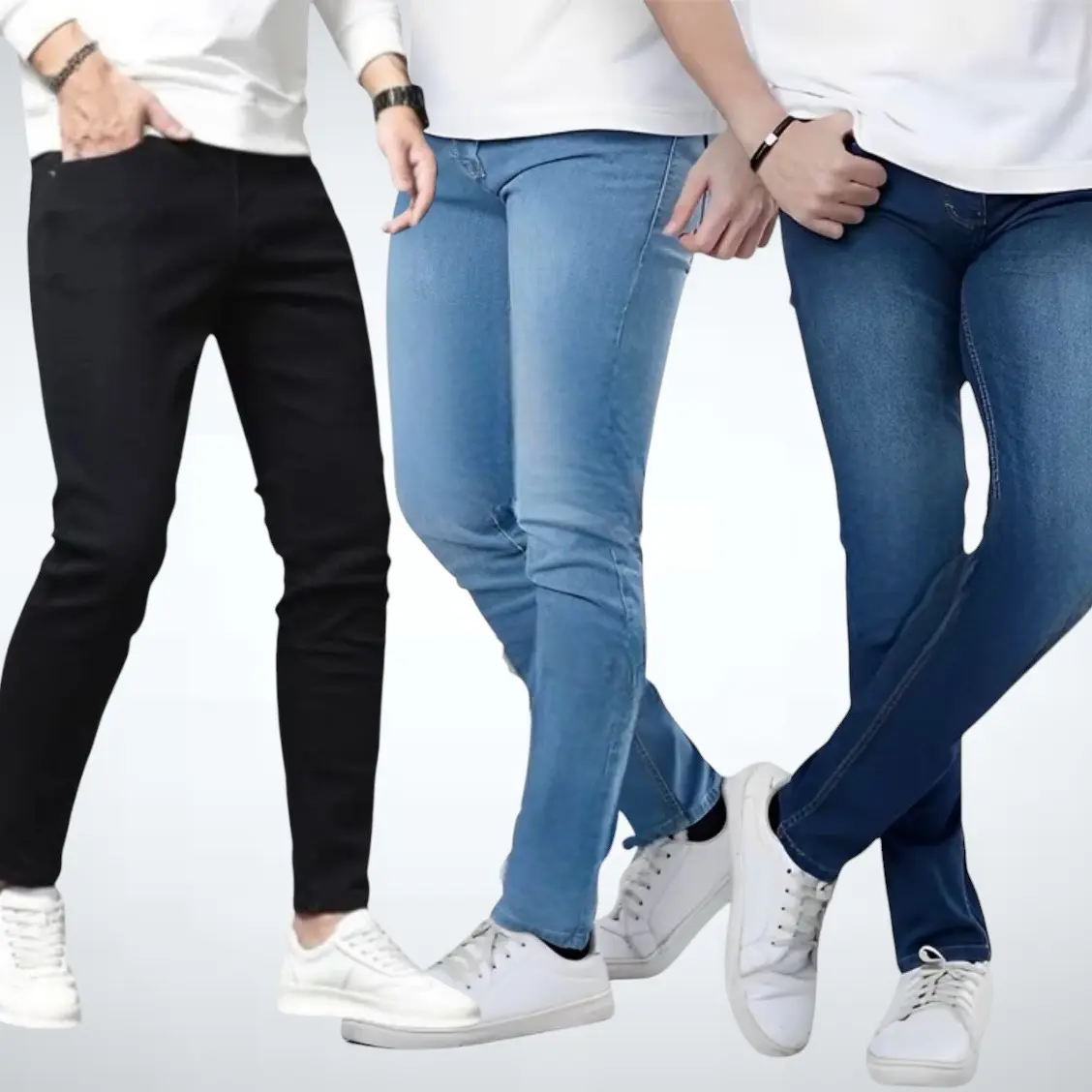 Celana Jeans Pria Denim Celana Pensil Cowok Hitam Celana Jeans Panjang Pria Slim Fit Soft Skinny Stretch Nyaman Biru