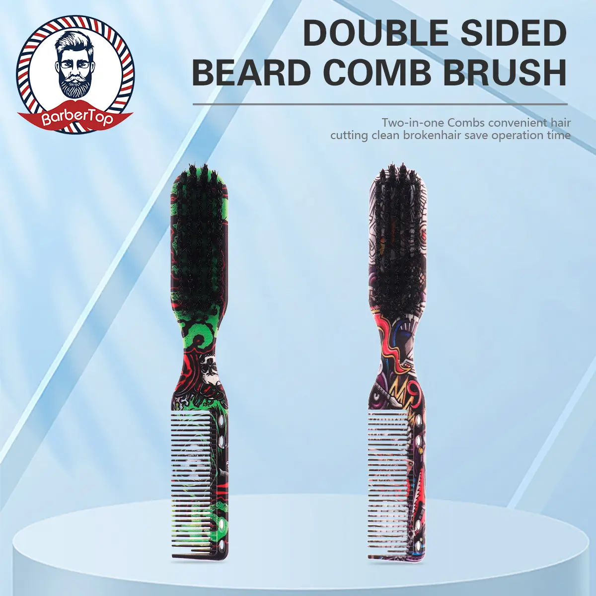 BarberTop Beard Brush Dual Purpose Hair Comb Hair Salon Hair Products Comb Haircare Heatless