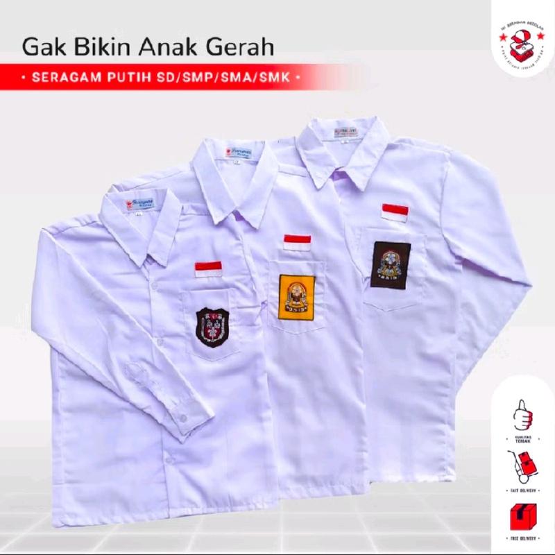 BAJU SERAGAM PUTIH SEKOLAH SD/SMP/SMA/SMK LENGAN PANJANG 0