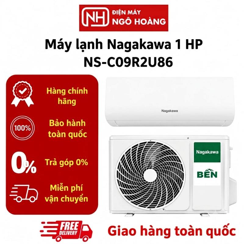 NS-C09R2B52 - Máy Lạnh Nagakawa 1HP - Điều Hòa 1 Chiều 9000BTU, Làm Lạnh Nhanh