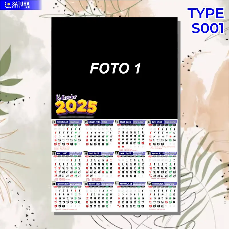 KALENDER CUSTOM SUKA-SUKA MURAH 12 BULAN BAHAN TEBAL 1