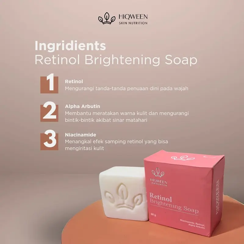 Hiqween - Sabun RETINOL BRIGHTENING SOAP 80gr Original Bpom (Facial Wash Sabun Cuci Muka Pemutih Penghilang Flek Hitam) Distributor Resmi Pusat 2