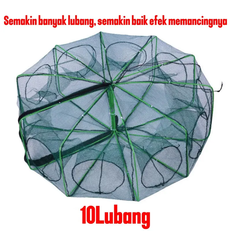 Merek Terkenal Phoenix Land Perangkap Jebakan Jaring Jala Prangkap Lipat Ikan Udang Kepiting Sungai Danau Laut Alat Pancing Fish Trap Net 6 8 10 Lubang 4