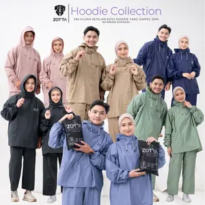 Jas Hujan Zotta Model Hoodie Pria Wanita Anti Rembes