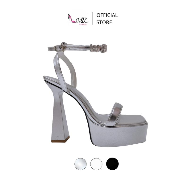  LOVIIECORNER - GIÀY CAO GÓT NỮ CÔ DÂU ĐẾ ĐÚP 13 PHÂN - GIÀY SANDAL CAO GÓT PHONG CÁCH SANG CHẢNH - GIÀY CAO GÓT ĐẾ TRỤ 13 PHÂN GG230506 