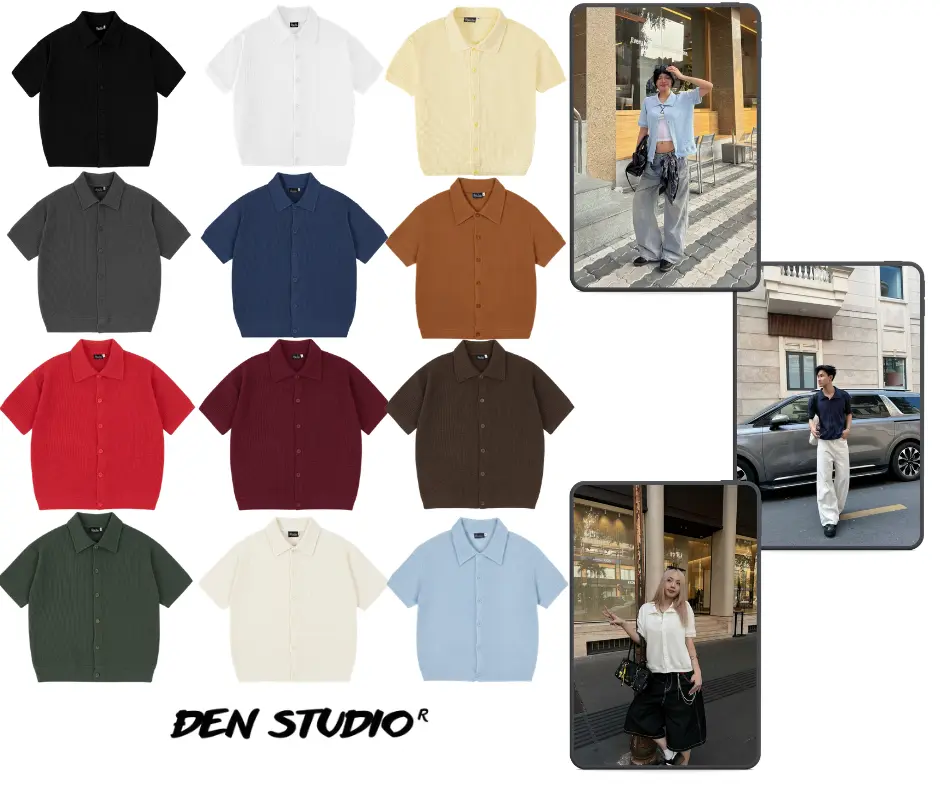 ÁO POLO WAFFLE FORM BOXY ĐEN STUDIO