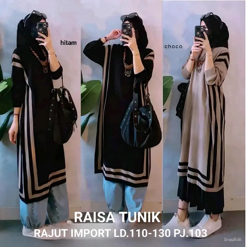 tunik rajut import oversize motif polos terbaru Muslim Panjang Nyaman 0
