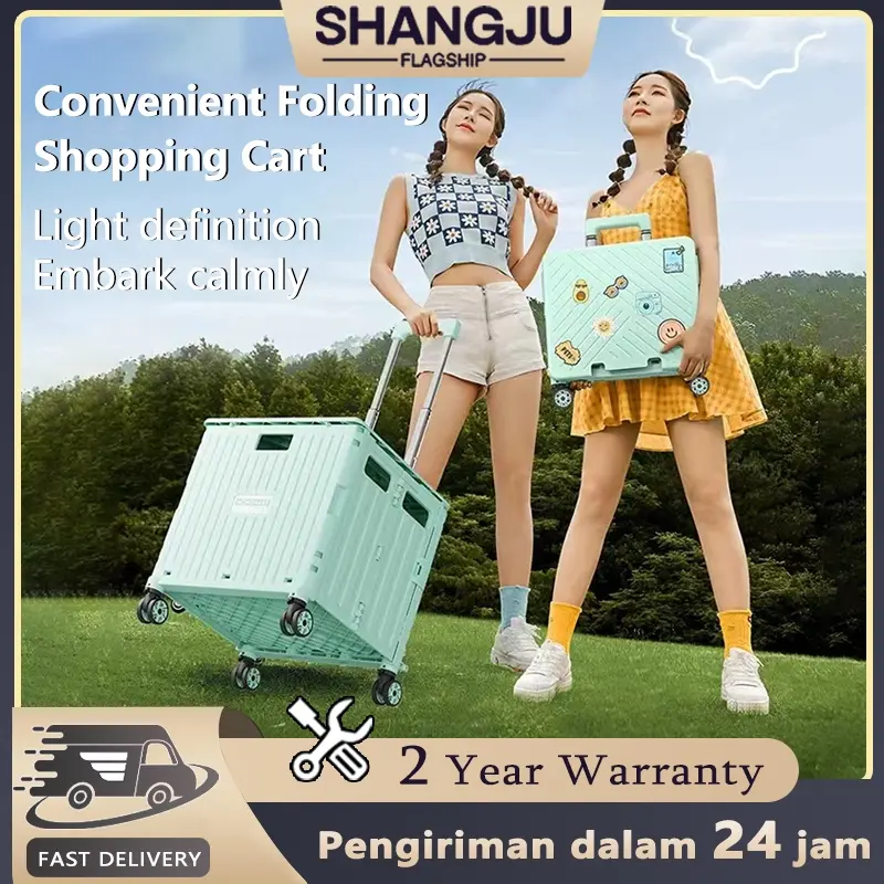 75L folding cart Home outdoor multi-functional storage cart Mobile shopping portable cart foldable trolley foldable trolleycart shoppingtrolley