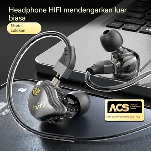 Dapat dilepas 360 ° Surround Sound Game Headphone Tipe C dan 3.5mm kabel-ke-telinga headphone olahraga