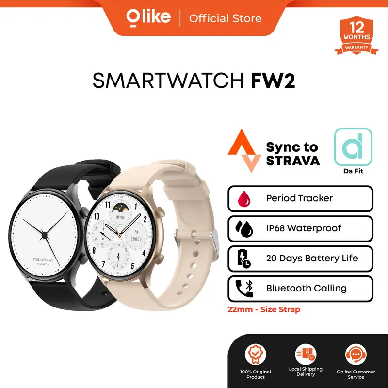 Olike Smartwatch FW2 GPS Sync to Strava Bluetooth Call