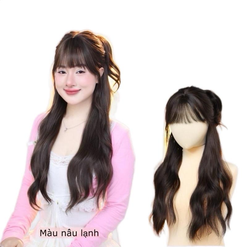 MÃ DK05 DA ĐẦU DỆT KIM THẾ HỆ MỚI dáng soăn trục nhẹ dài 50cm (kèm lược + dưỡng + lưới ) chất liệu được làm bằng sợi tơ Tóc Giả Wig