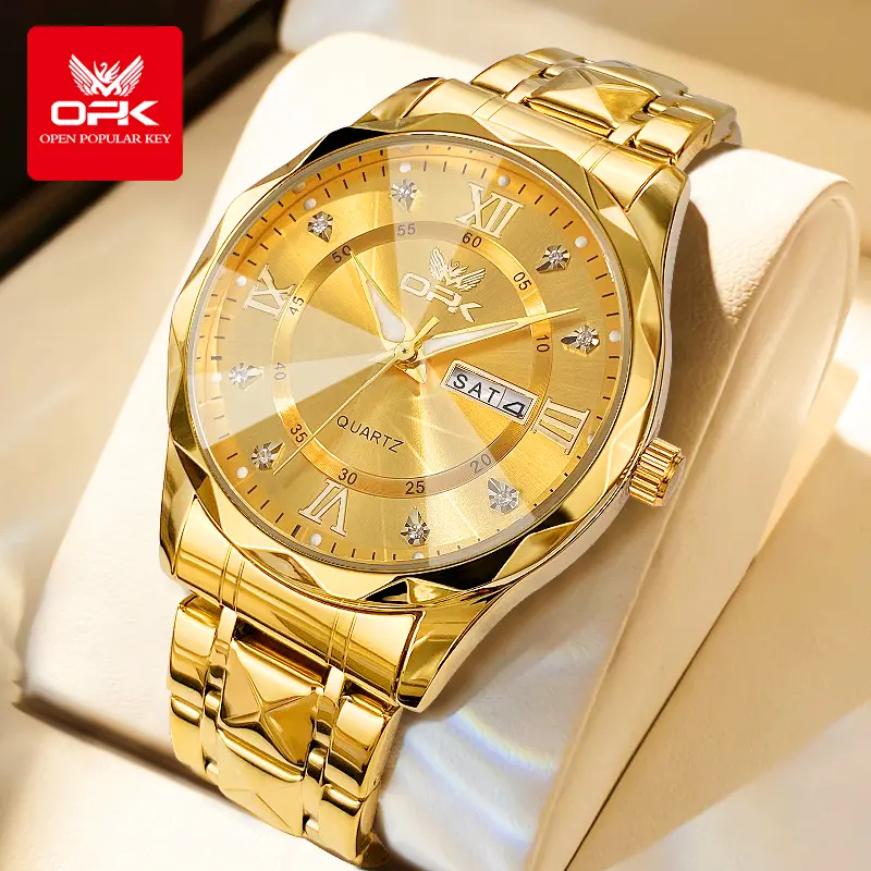 【1 year warranty】OPK Đồng hồ nam chống nước nguyên bản bằng thép không gỉ  Watch 6023 Metal Material round Watch Waterproof original in stock many colors to choose from free box