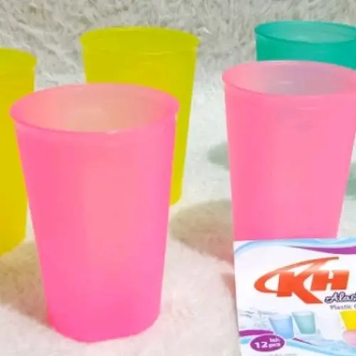 HARGA DISKON !! COD 12PCS / 1 LUSIN GELAS PLASTIK WARNA TERMURAH GELAS MINUM GELAS PLASTIK LUCU GELAS UNIK
