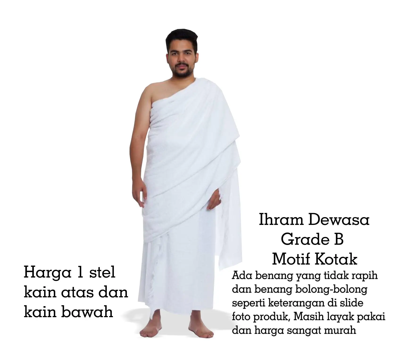 KAIN IHRAM PRIA DEWASA GRADE B IHRAM HAJI DEWASA TEBAL KAIN IHROM DEWASA