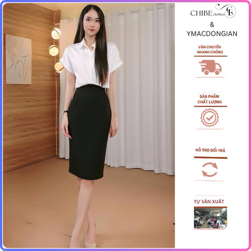 Chân váy bút chì công sở xẻ sau 2 lớp 60cm.   Chân Váy Công Sở Hót Nữ Trend. Khuy Trắng