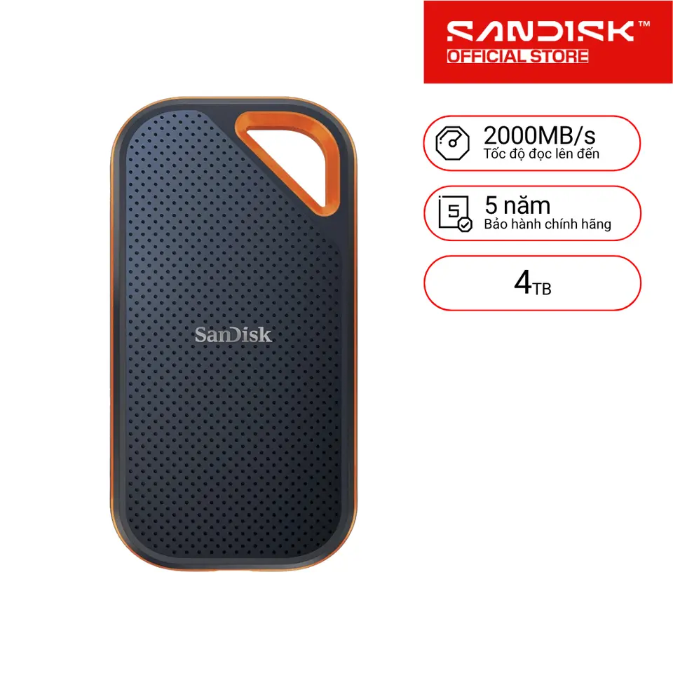 Ổ cứng di động SSD Sandisk Extreme Pro SDSSDE81-G25 1TB / 2TB / 4TB V2 E81 2000MB/s Bảo hành 5 năm