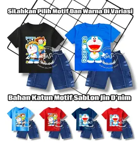 Setelan Baju Kaos Anak Laki-Laki/Cowo/Perempuan/Cewe Gambar Motif Doraemon Usia 0-10 Tahun - Parsel Fashion
