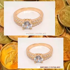 Cincin Permata Baris Dua Tahan Karat Wanita Anti Luntur