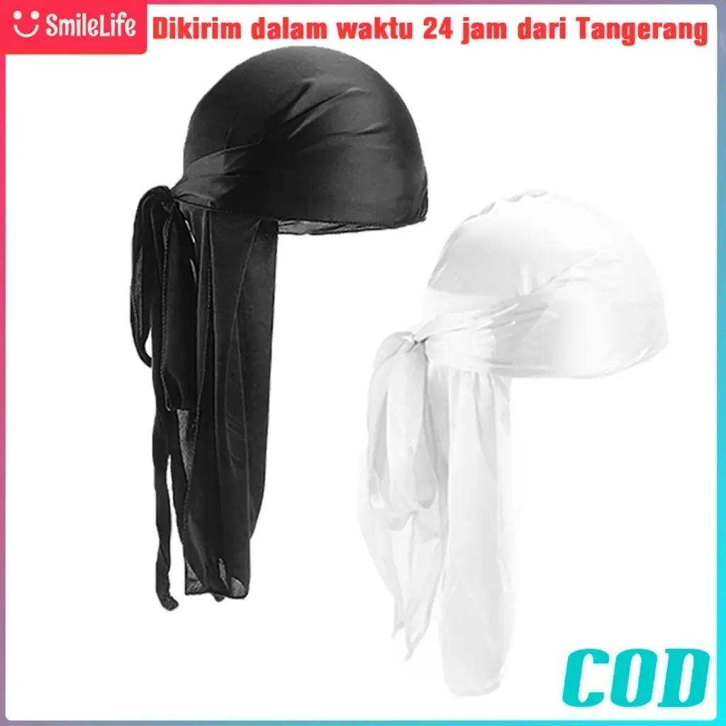 Durag Ikat Kepala/Bandana Durag Ekor Panjang/Silk Durag Bandana Hip Hop Pirate Hat COD
