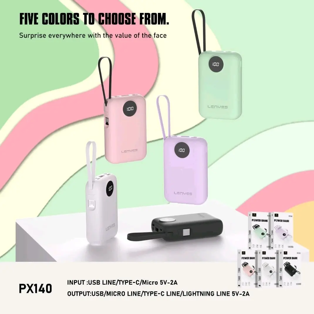 PB Lnyes 10000mAh Powerbank PX140 Built in 4 Coble  1 Digital