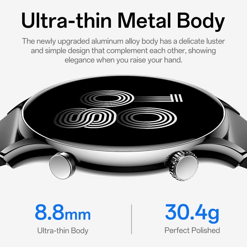 Aolon GTR3 jam smartwatch Tangan Pria Layar 1.43'' Bluetooth5.3 Ultra tipis 8.8 mmTahan Lama Tahan Air Debu Layar Monitor Amoled 100+ Mode Olahraga Large Screen Wireless Call Long Battery Life IP68 Waterproof Mendukung tampilan luar layar AOD strava 2
