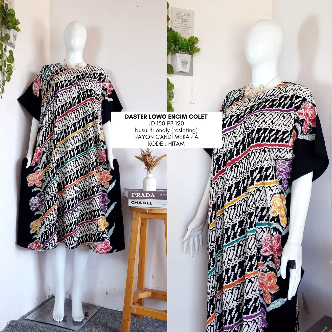 daster lowo encim LD 140-160 | busui friendly | daster batik kelelawar cap encim rayon candi mekar Bumil Dress Wanita Kancing