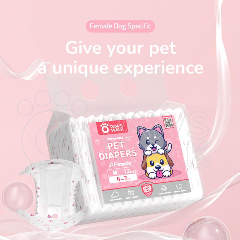 【PawsWalk】Male&Female 24PCS Dog Diaper Pet Wraps Diaper Female Diapers XXS XS S M L XL