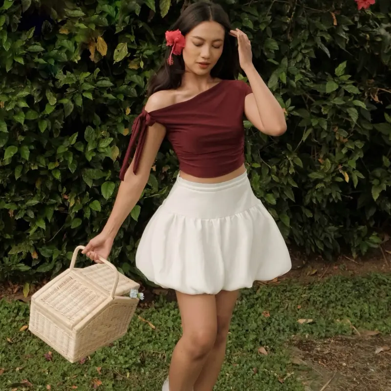 ELEVENBABES - RIBBON GWEN 2.0 | CROP TOP WOMEN | ATASAN WANITA PENDEK OFF SHOULDER ONE SHOULDER 4