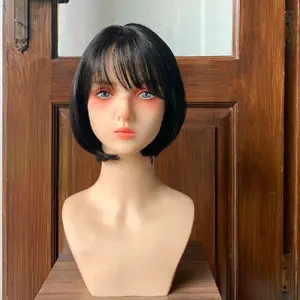 Full Wig Lace Front PAIGE Short Hair Panjang 32 CM Warna Hitam Dengan Synthetic Fiber Impor Premium