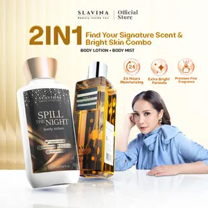 SLAVINA Bundle 2IN1 Body Care (Body Mist + Body Lotion) By Nagita Slavina – Handbody Tone Up, Body Lotion Wangi, Body Mist Long Lasting, Sabun Mandi Wangi, Body Care Harian, Lulur Badan, Scrub Mandi, Shower, Body Serum Tubuh