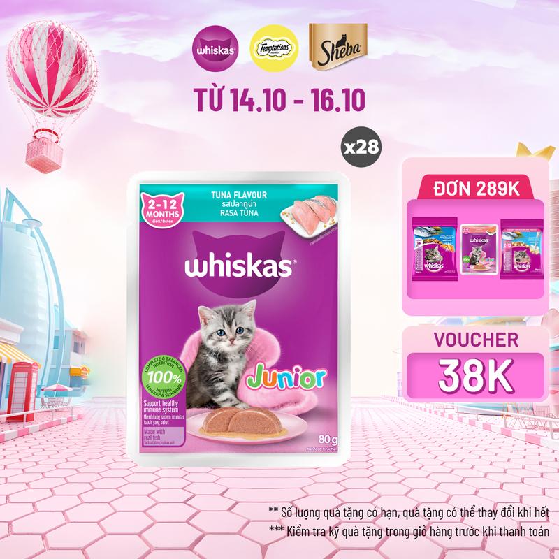Thùng Thức Ăn Cho Mèo Con Dạng Sốt Pate WHISKAS - 28 gói