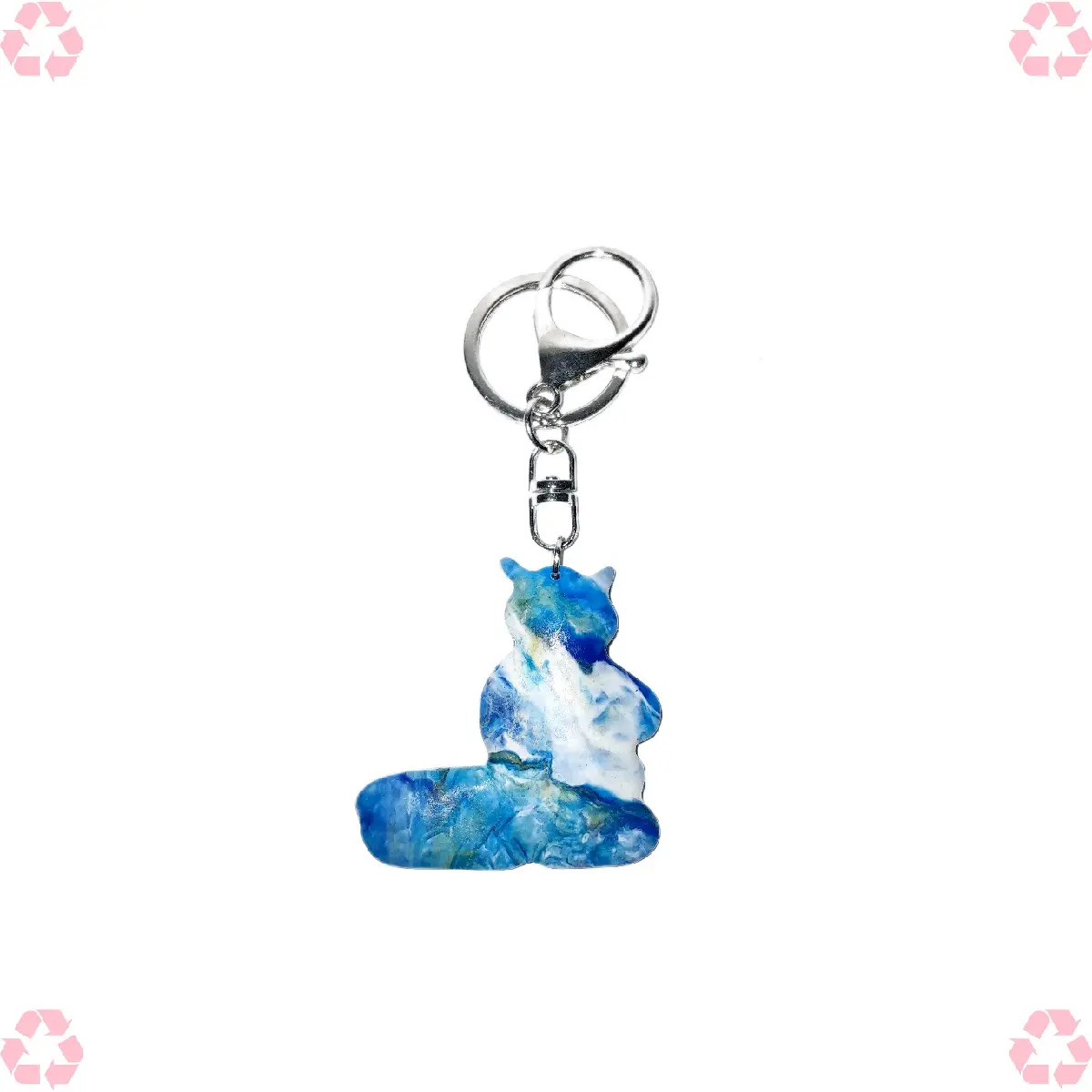 Recycle keychain | KC-003 - white, blue & gold tone