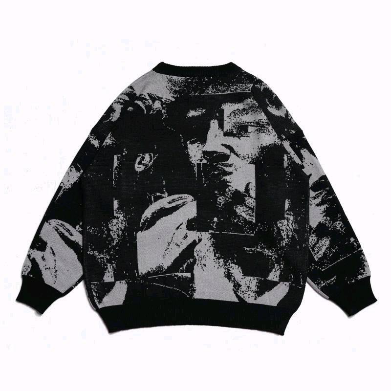 msa cardigan knitwear Knitwear-sweater rajut premium Unisex Motif Hitam Crewneck Baju casual Sweatshirt Cowok Wanita Oversize 2