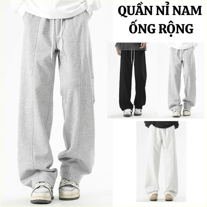 Quần Nỉ Nam FABUMAN Dài Kẻ gân Form Rộng cạp chun Chất Nỉ 2da ống rộng kèm dây rút dáng Suông UNISEX Bigsize