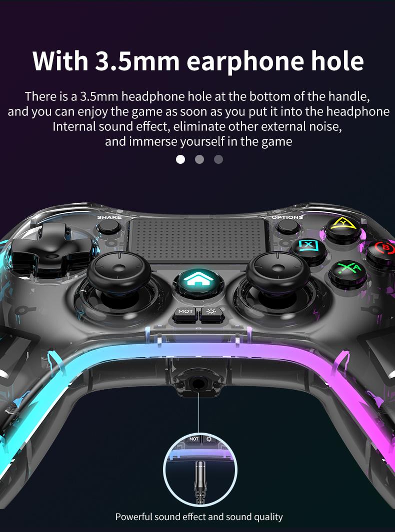 Product Introduction of Bộ điều khiển trò chơi không dây cho máy chơi game Ps4, Bluetooth , Gamepad, Cần điều khiển với đèn RGB, Bluetooth , Gamepad cho Playstation 4 7