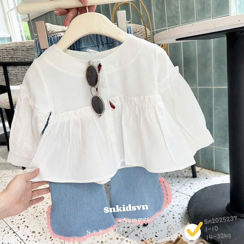   MeoKids  E26- Áo Sơ mi Bèo Kiểu Dáng Babydoll Xinh Xắn 