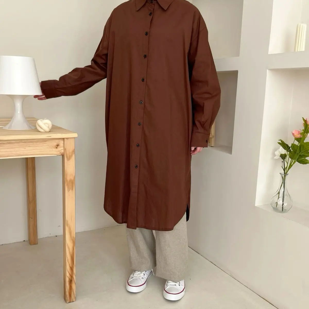 razakhanania dress kemeja tunik  full kancing wanita cotoon premium
