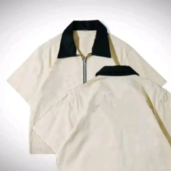 work kemeja zipper ceream/polos
