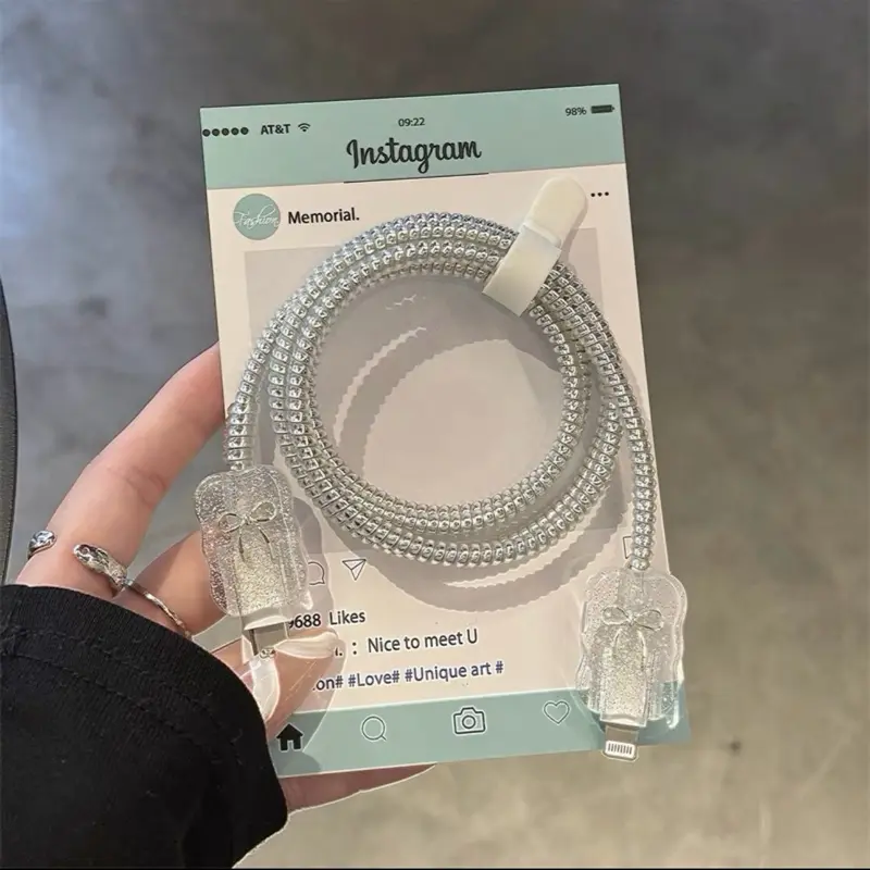 ￼[1 Set 4 Item] Pelindung Kabel Charger / Kawat Kabel Hp Untuk Semua Tipe Handphone Motif Lucu