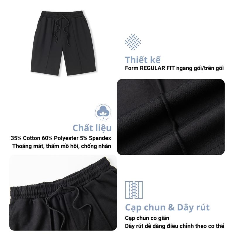 Quần Short Nam H90 Chất Thun Co Giãn, Quần Đùi Nam Mùa Hè Basic Thoáng Mát Thấm Hút Mồ Hôi QST01 2