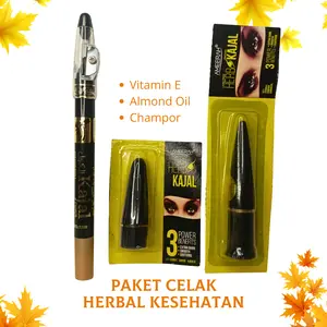 Dapat 3 Celak Mata Herbal Kesehatan Ameerah Pensil Milai Wdhu Friendly Plus Vitamin E dan Almond Oil BPOM Kajal Eyeliner Sipat